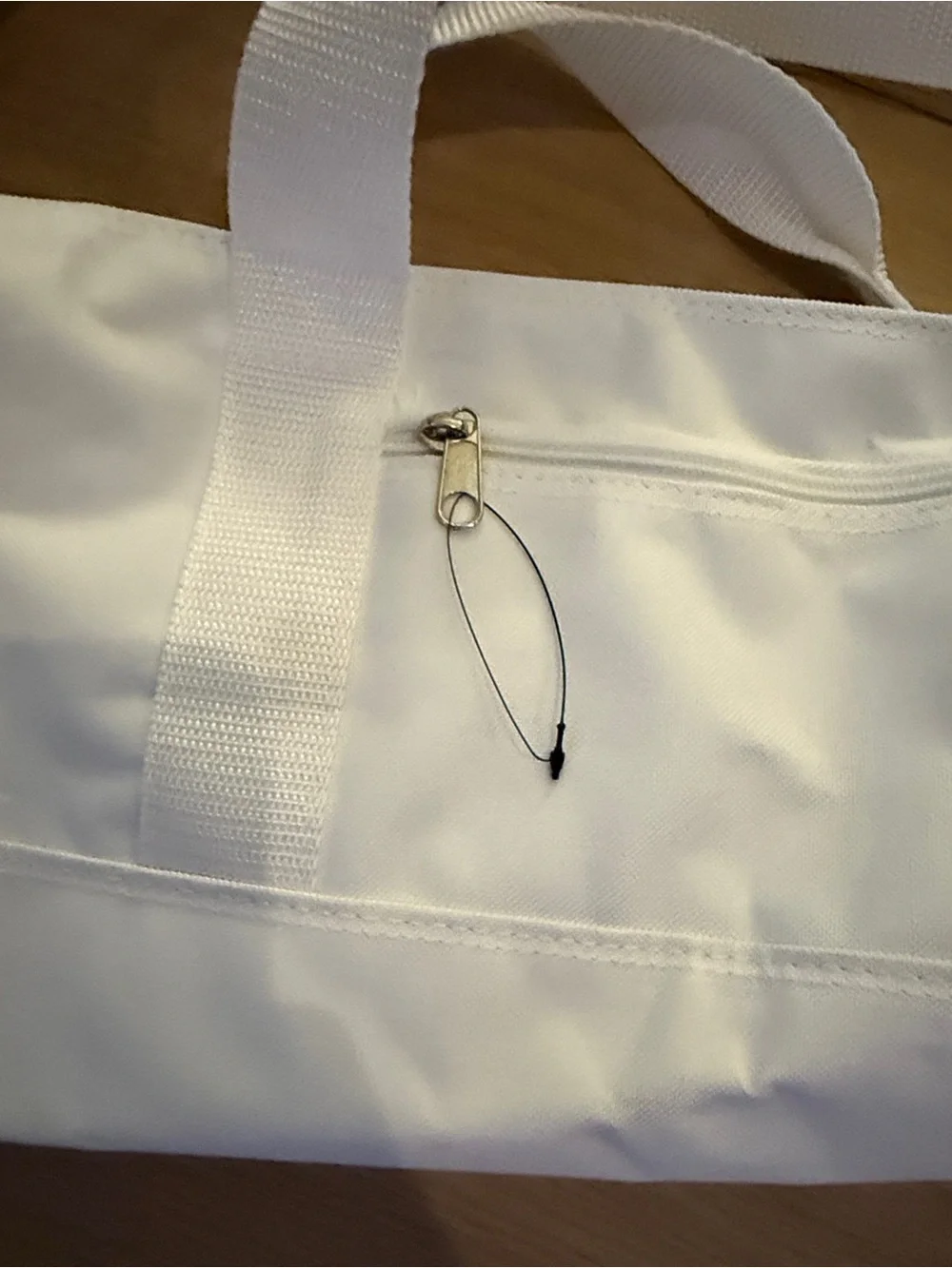 Supreme White Canvas Duffel with Red Logo